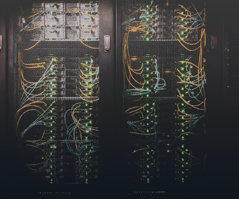Server racks with network cabling